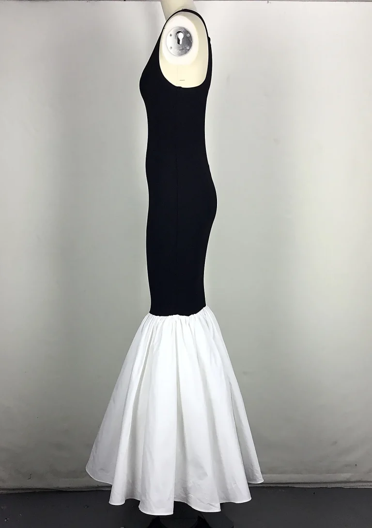black and white mermaid maxi dress side