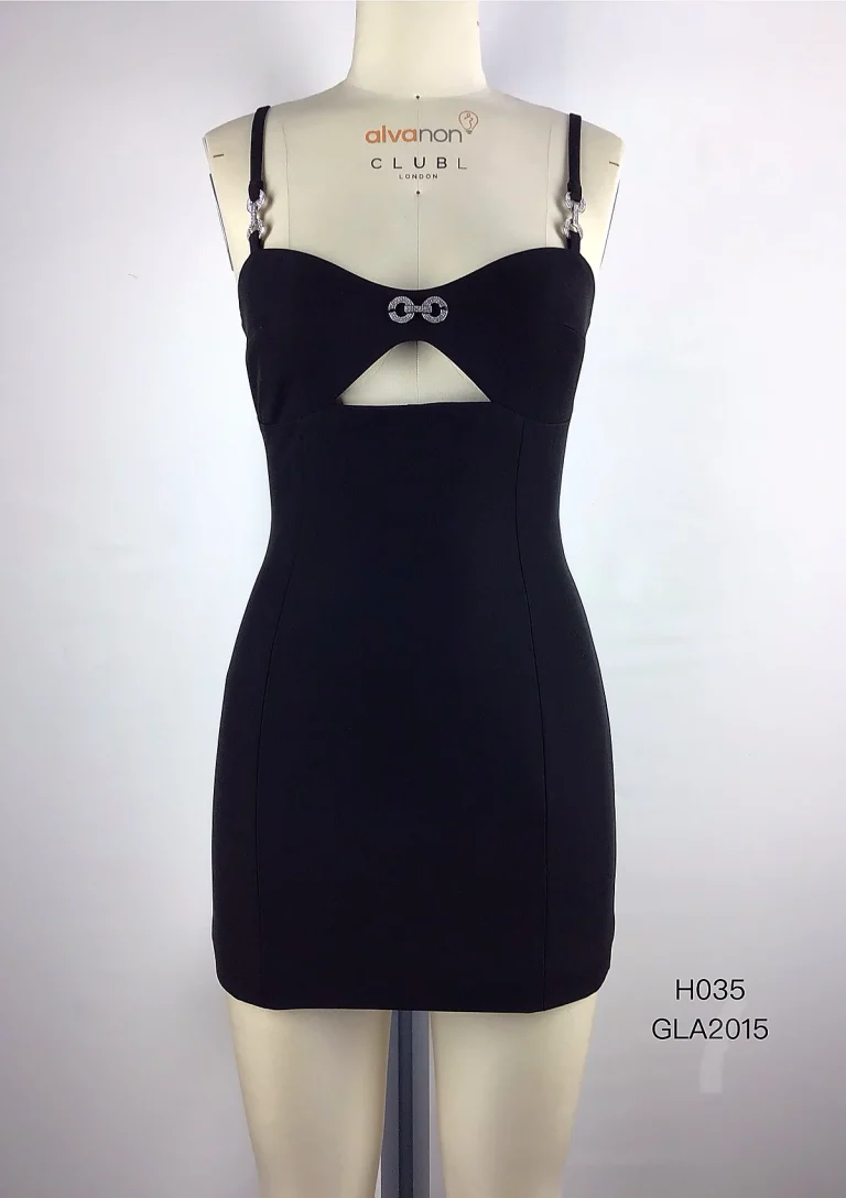 black cutout bodycon mini dress front