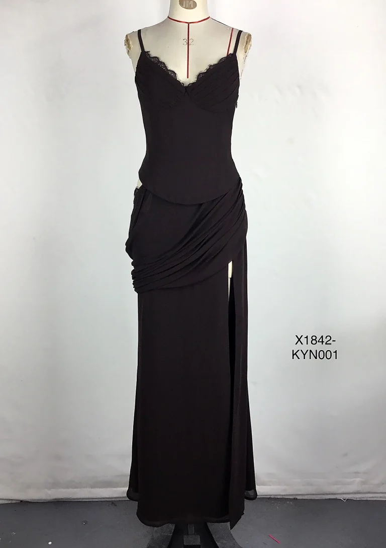 black draped maxi dress front