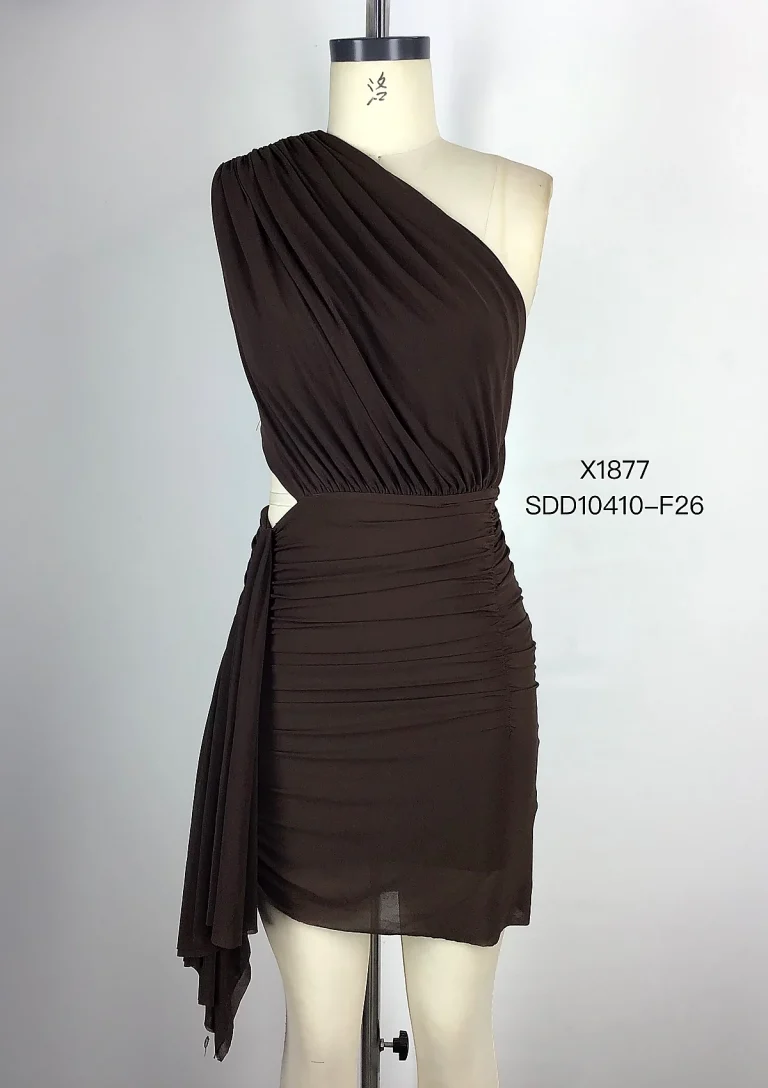 dark brown one shoulder cutout mini dress front