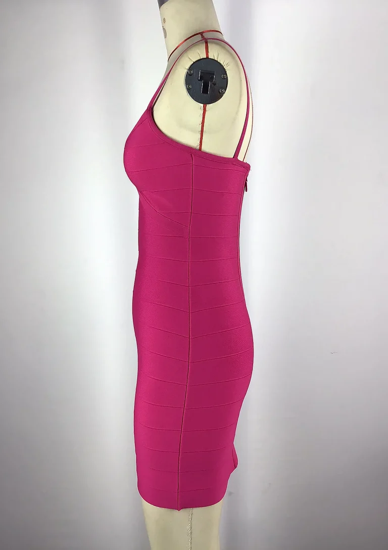 fuchsia strap mini dress side