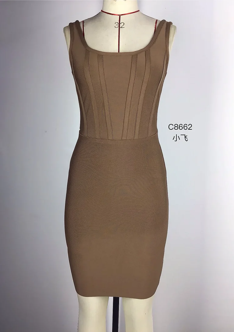 mocha square neck bodycon dress front