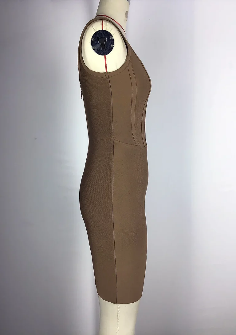 mocha square neck bodycon dress side