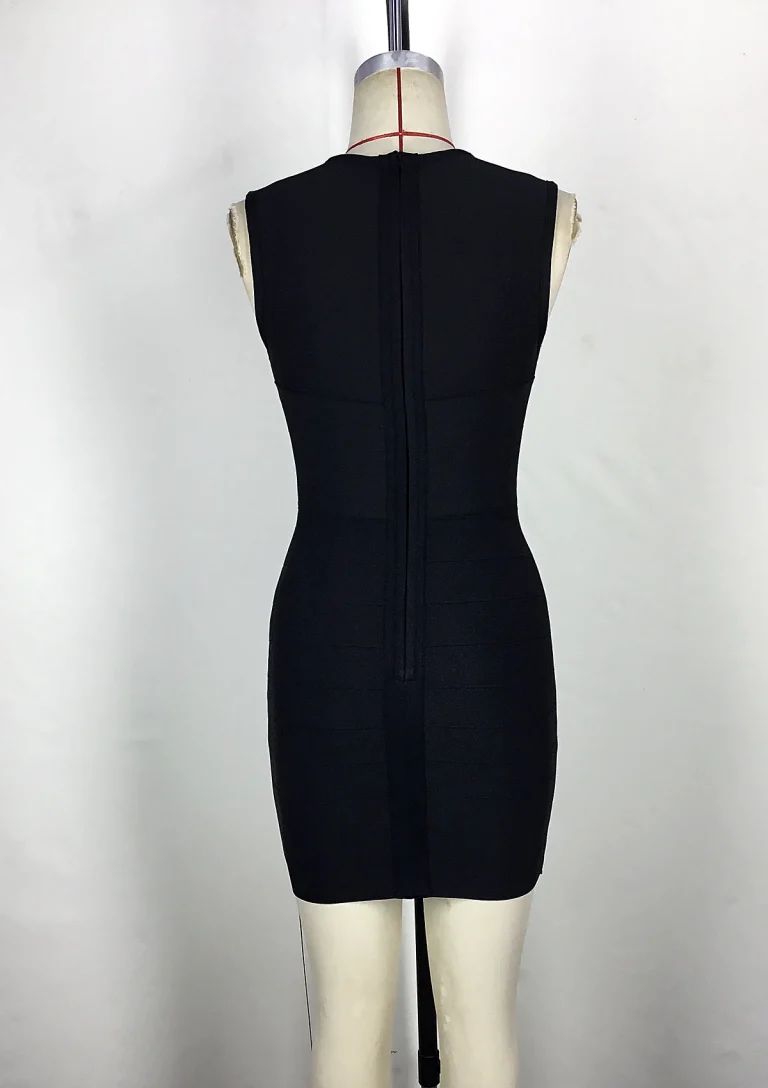 black keyhole ruffle hem mini dress back
