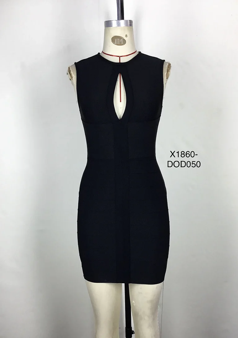 black keyhole ruffle hem mini dress front