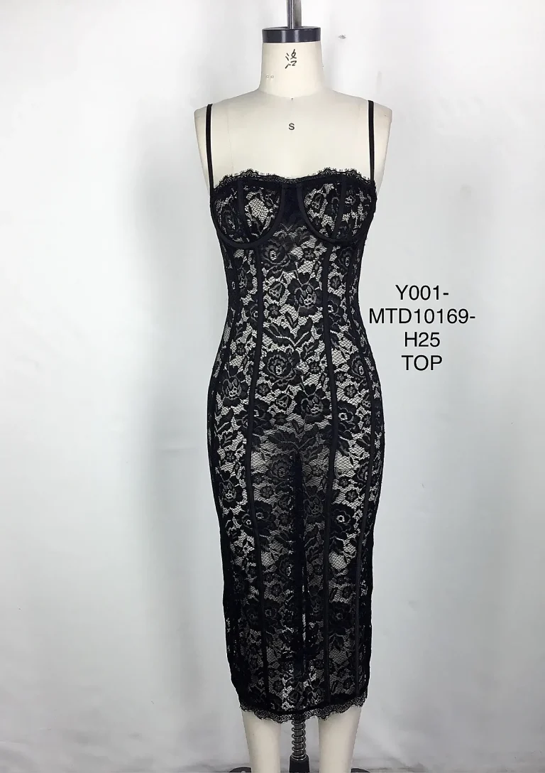 black lace strapless midi dress front