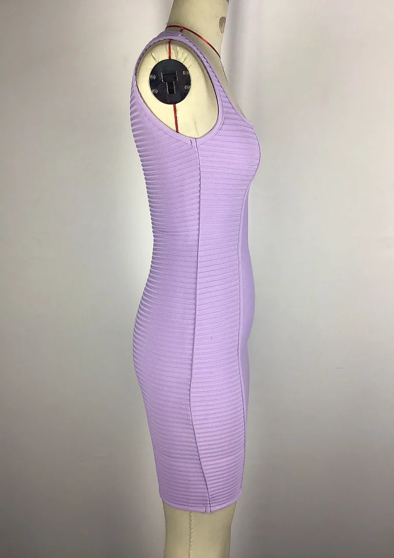 lilac sleeveless bodycon dress front