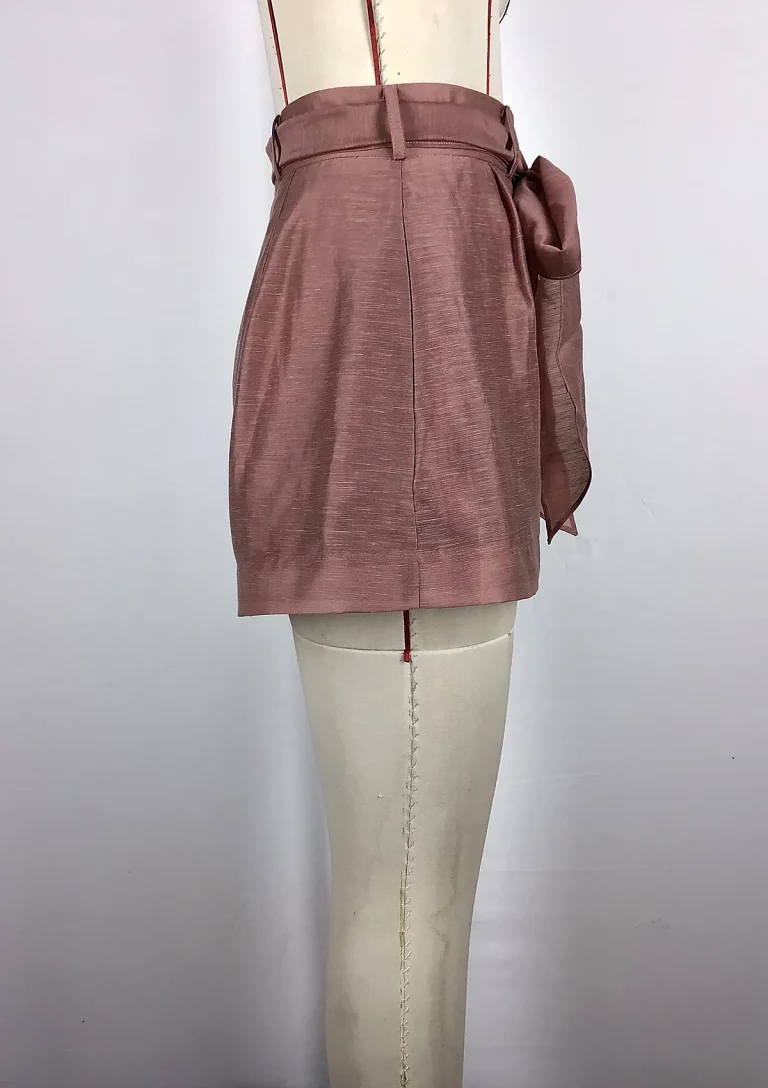 mauve belted tailored shorts front