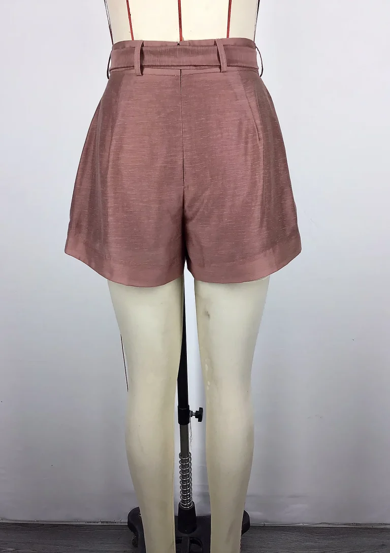 mauve belted tailored shorts side