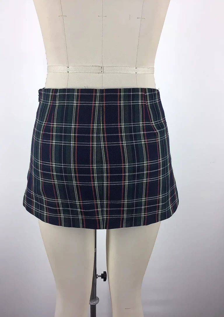 navy plaid mini skirt back