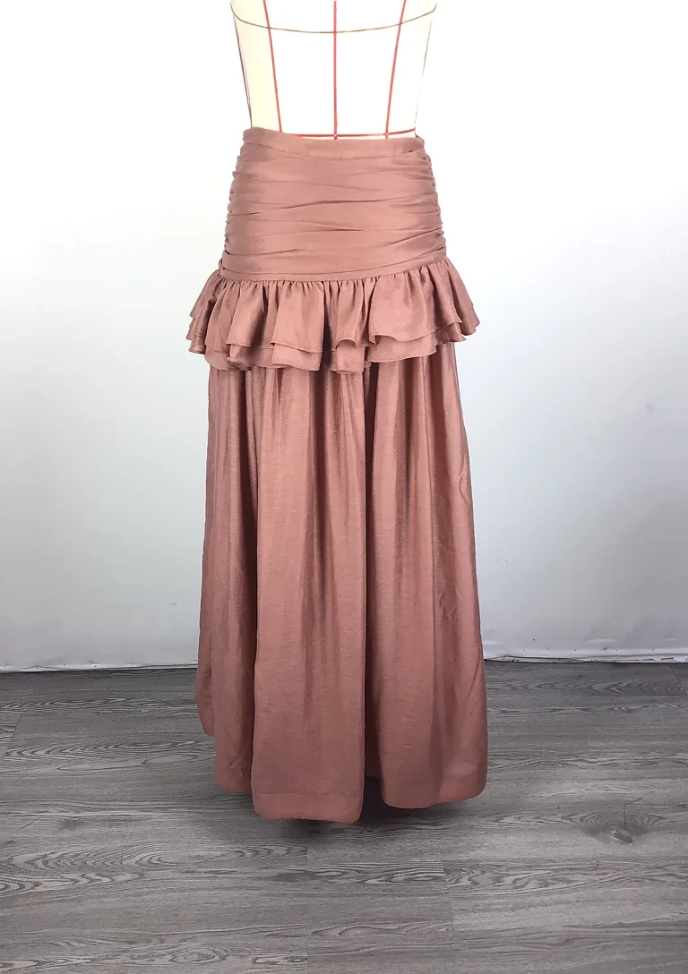 pink tiered wide leg pants back