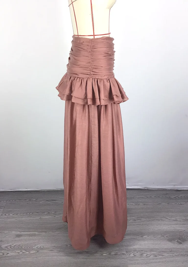 pink tiered wide leg pants side