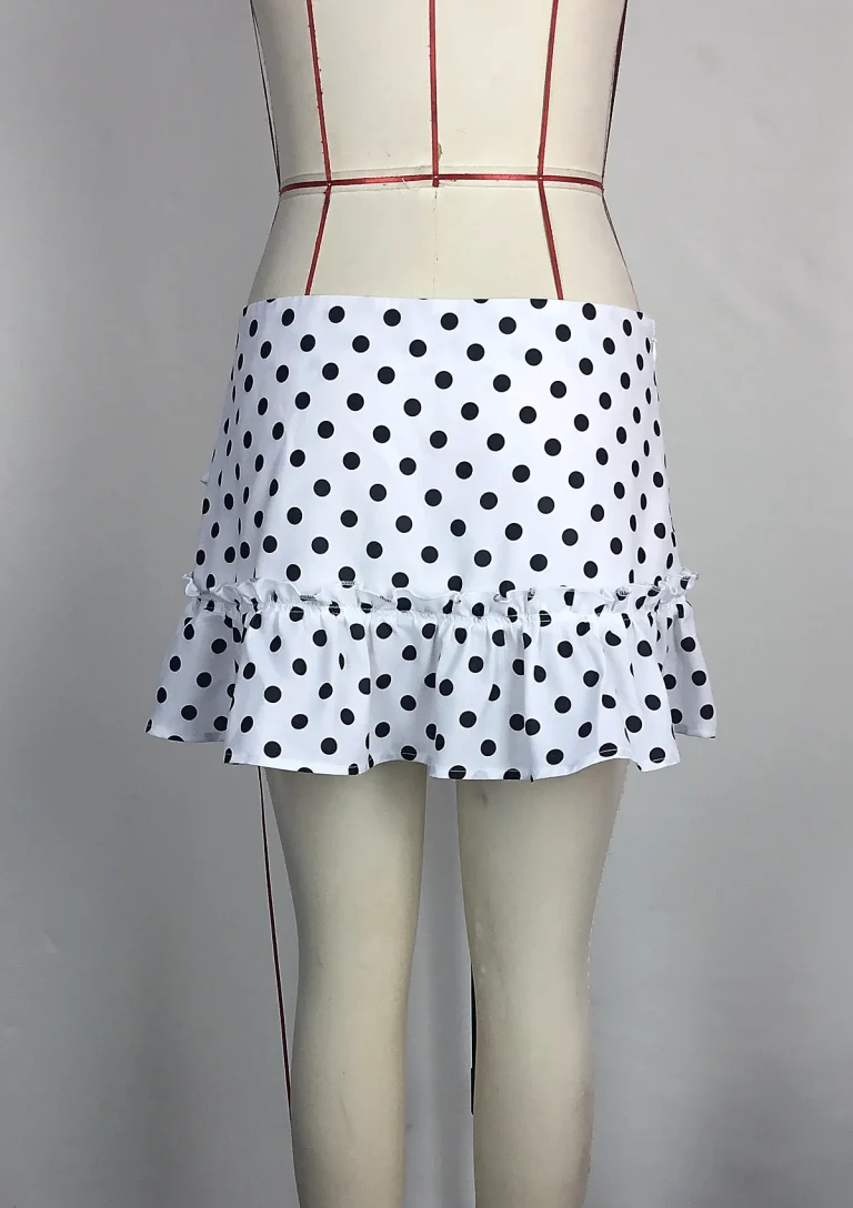 white polka dot ruffle skort back